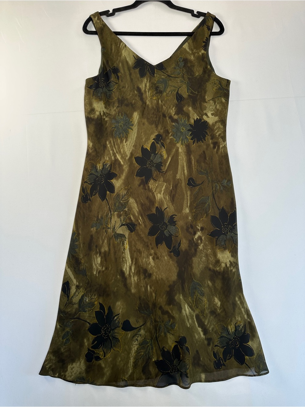 Vintage Y2K Connected Apparel Olive Floral Mesh Fairy Grunge Dress Size 12